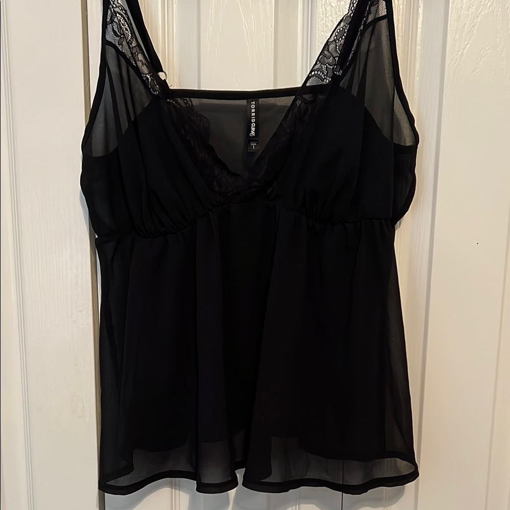 Torrid Black Sheer Lace Tank Top